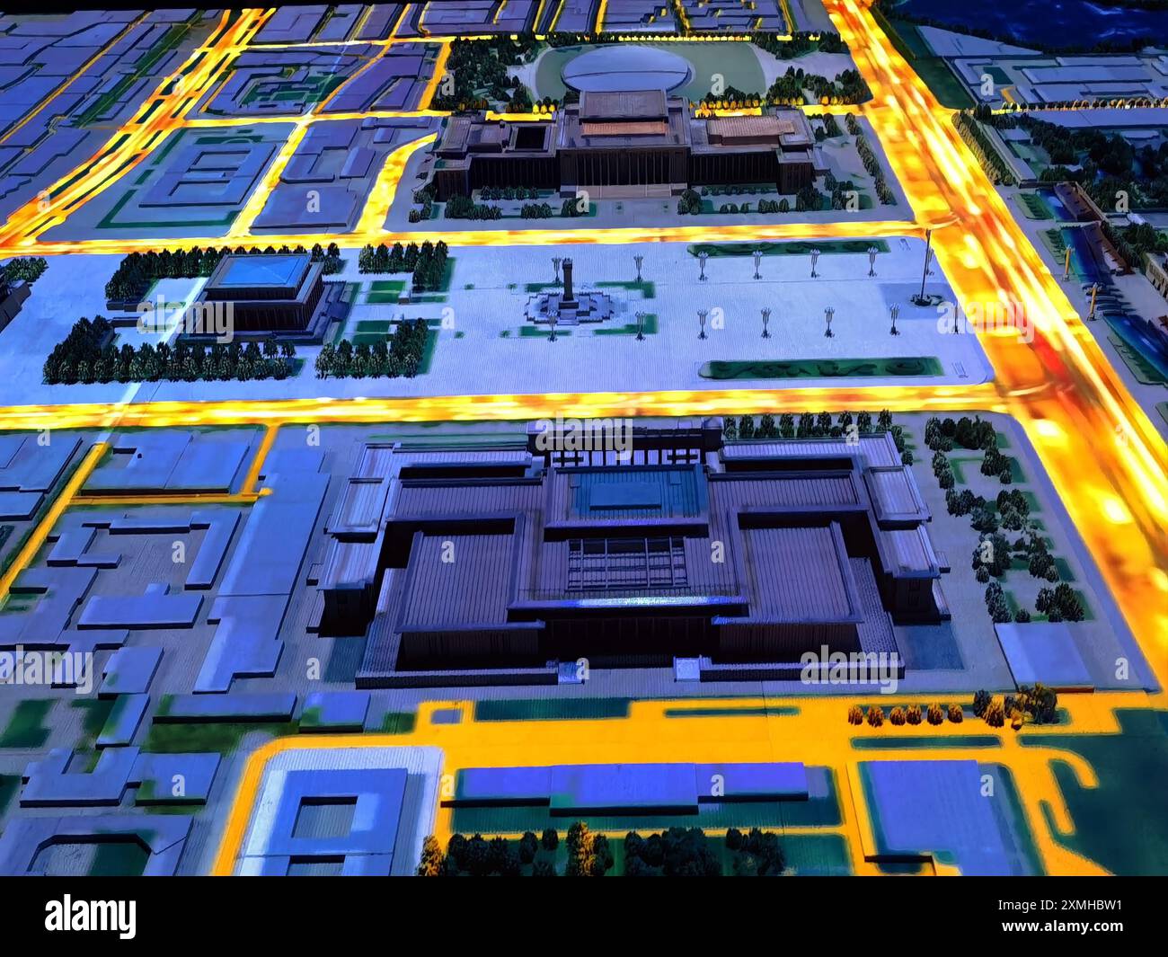 PECHINO, CINA - 25 LUGLIO 2024 - la foto scattata il 25 luglio 2019 mostra un modello di tavolo di sabbia dell'asse centrale di Pechino al Museo della capitale di Pechino Foto Stock