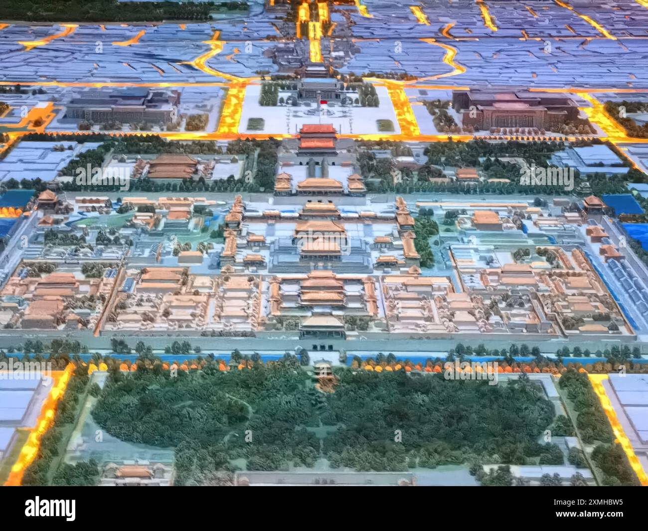 PECHINO, CINA - 25 LUGLIO 2024 - la foto scattata il 25 luglio 2019 mostra un modello di tavolo di sabbia dell'asse centrale di Pechino al Museo della capitale di Pechino Foto Stock