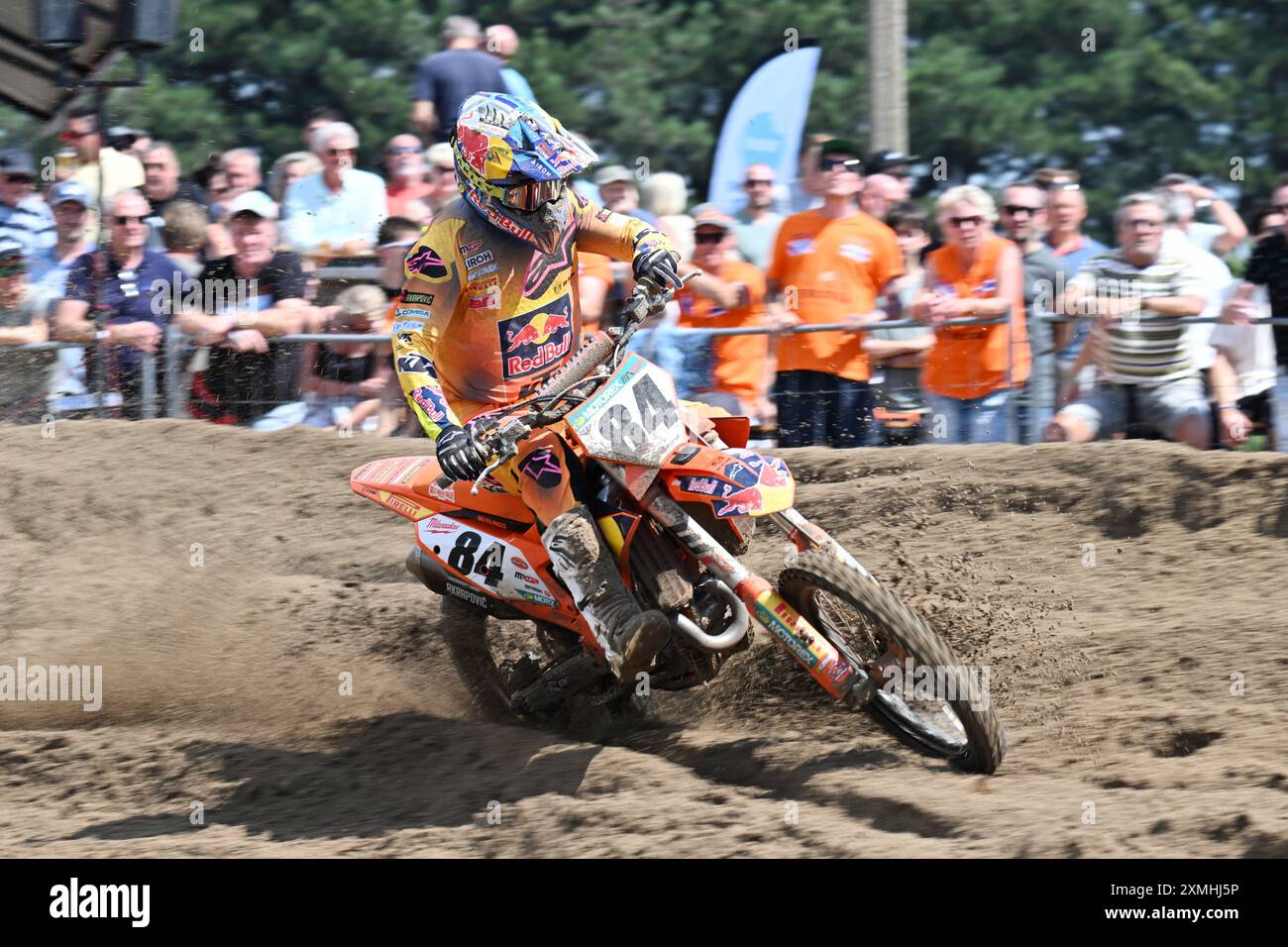 Lommel, Belgio. 28 luglio 2024. L'olandese Jeffrey Herlings raffigurato in azione durante il motocross MXGP Grand Prix Flanders, gara 14/20 del Campionato del mondo FIM Motocross, domenica 28 luglio 2024 a Lommel. BELGA PHOTO MAARTEN STRAETEMANS credito: Belga News Agency/Alamy Live News Foto Stock