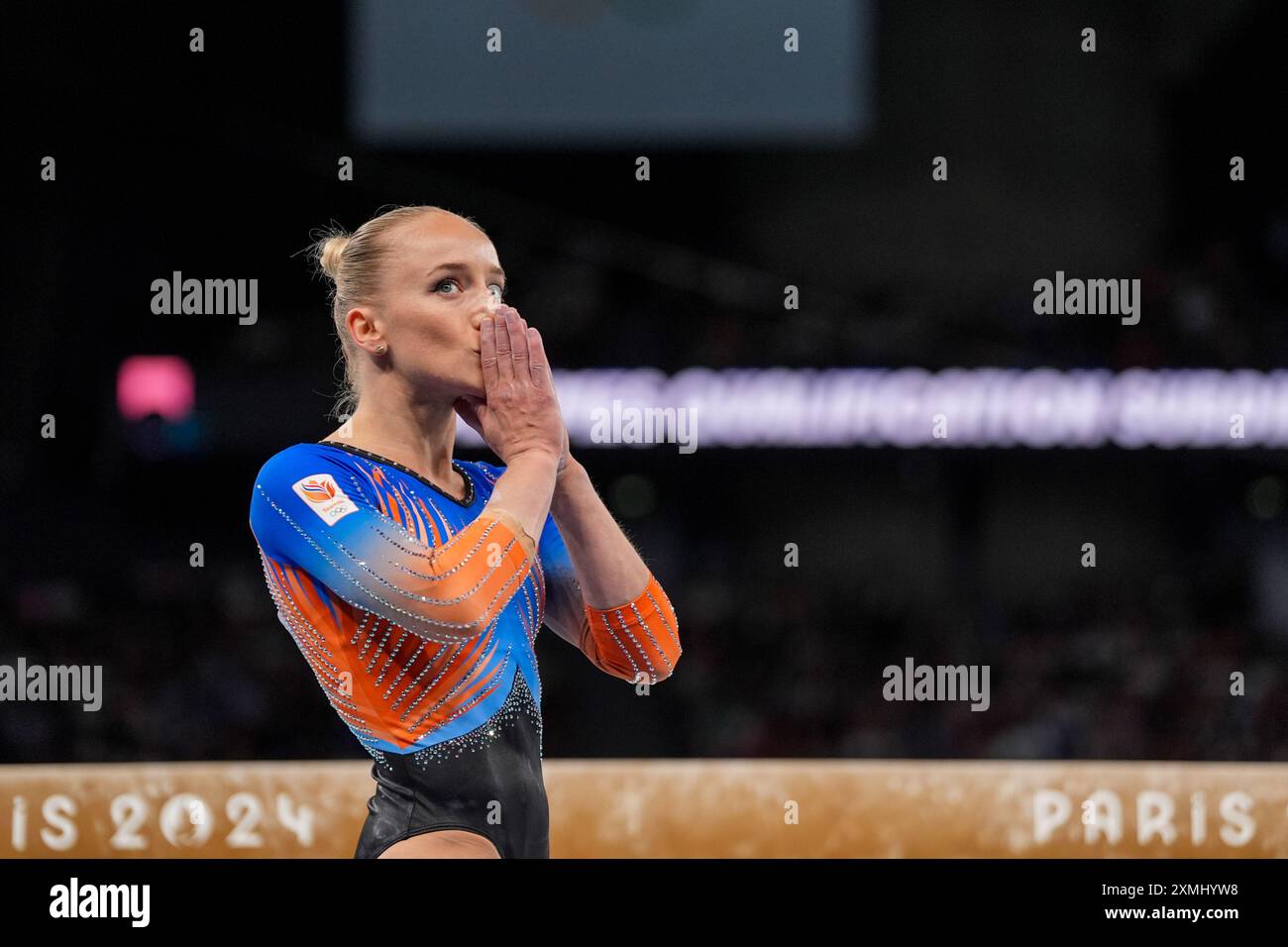 PARIGI, FRANCIA - LUGLIO 28: Sanne Wevers dei Paesi Bassi partecipa alle qualificazioni femminili durante la seconda giornata di ginnastica artistica - Giochi Olimpici Parigi 2024 alla Bercy Arena il 28 luglio 2024 a Parigi, Francia. (Foto di Rene Nijhuis/BSR Agency) Foto Stock