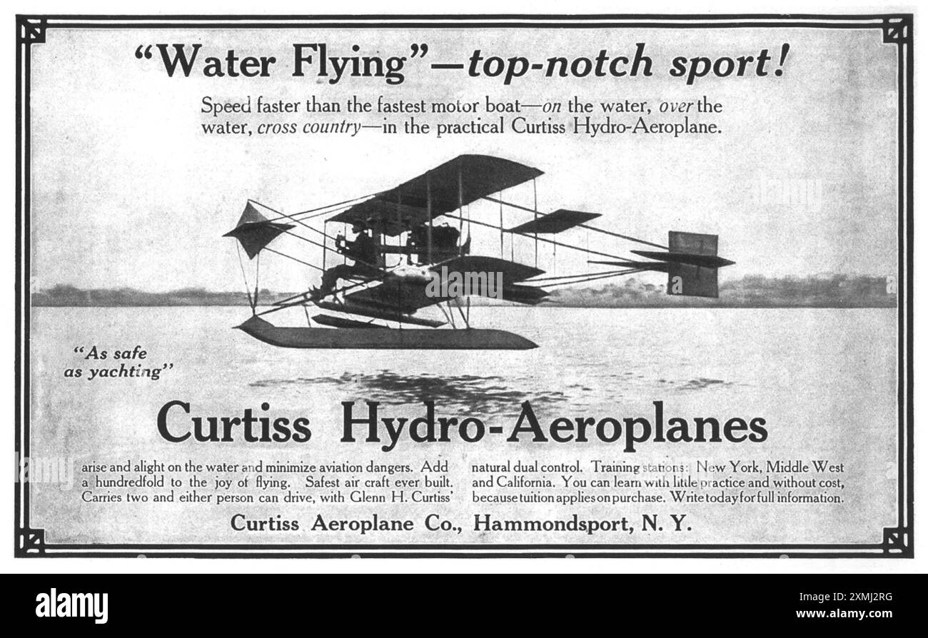 1912 annuncio Curtiss Hydro-Aeroplanes Foto Stock