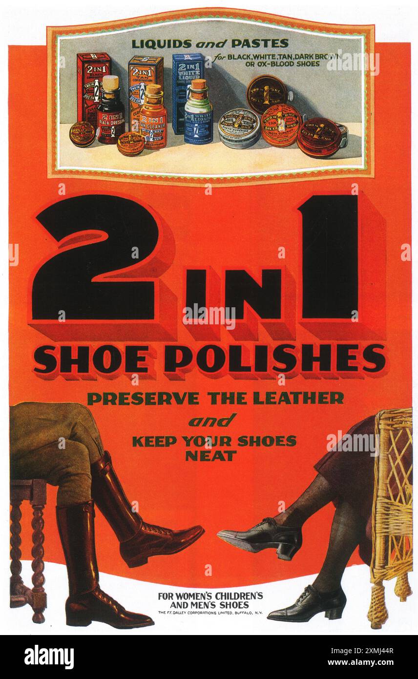 1918 lucidi per scarpe 2 in 1 ad - F.F.Dalley Foto Stock