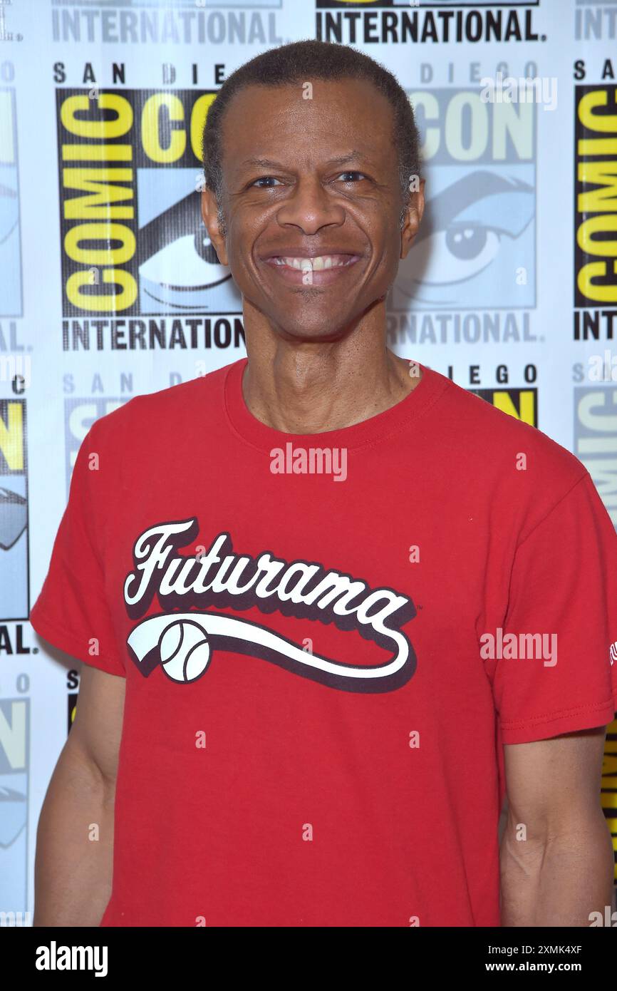 Phil Lamarr beim Photocall zu Hulu Animationsserie 'Futurama' auf der San Diego Comic-con International 2024 im Hilton Bayfront Hotel. San Diego, 27.07.2024 anni Foto Stock