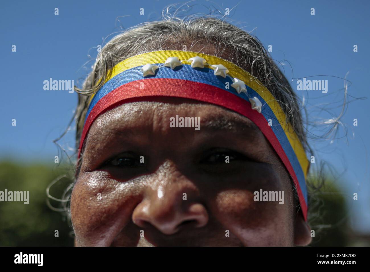 AM - MANAUS - 07/28/2024 - MANAUS, AMAZONAS, ELEZIONI VENEZUELANE, ATTO PRO-OPPOSIZIONE - immigranti venezuelani residenti a Manaus, hanno effettuato nel primo pomeriggio di questa domenica (28) un evento pro-opposizione a largo de Sao Sebastiao, centro della capitale amazzonica. L'evento si svolge il giorno delle elezioni venezuelane e si è tenuto in diverse città del Brasile e in tutto il mondo, segnando il sostegno ai candidati dell'opposizione all'attuale presidente Nicolas Maduro. Secondo la rete dei venezuelani in Brasile, il paese ha circa 560.000 immigrati, con meno di un migliaio in grado di regi Foto Stock