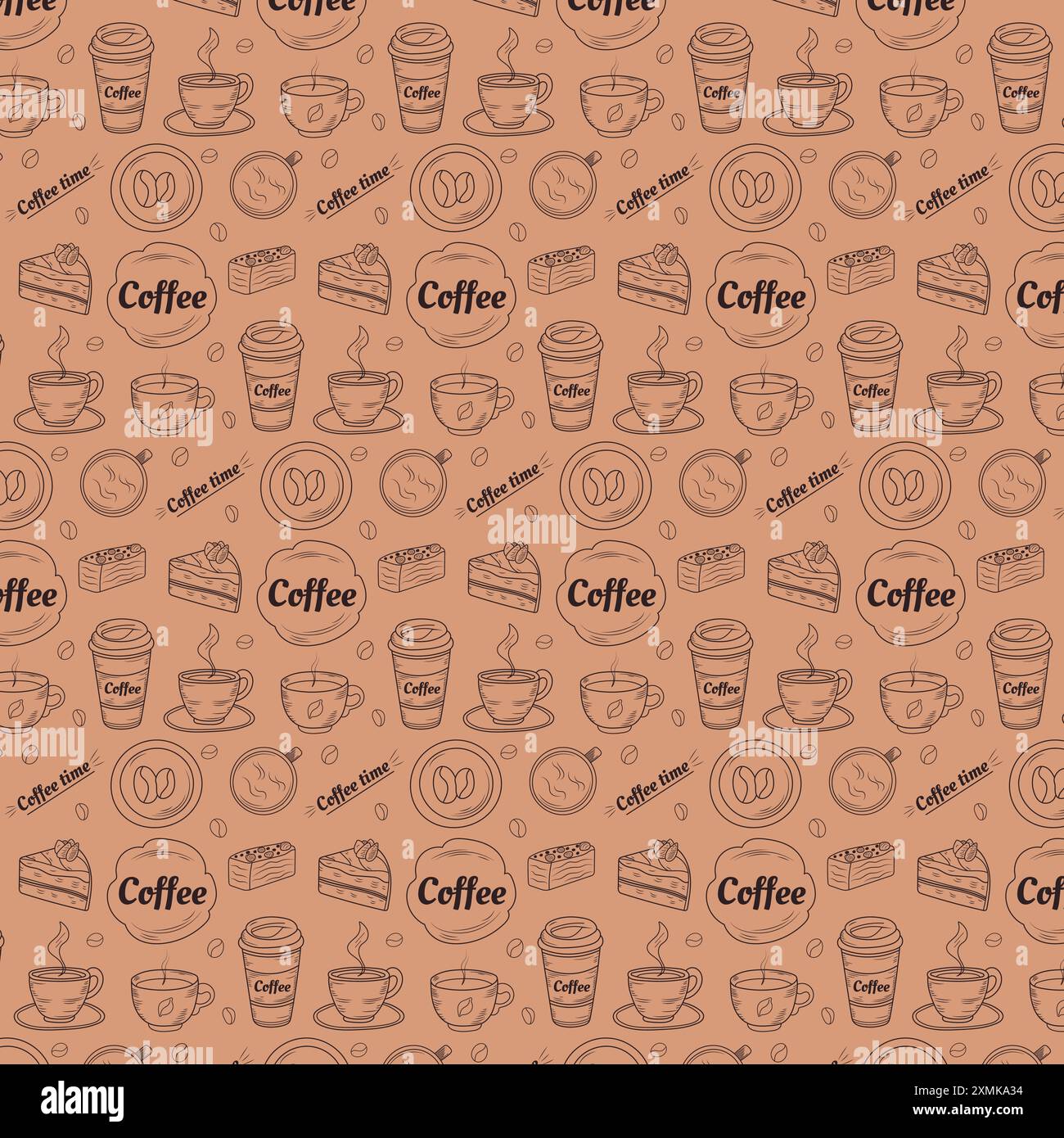 Caffè in stile doodle Illustrazione Vettoriale