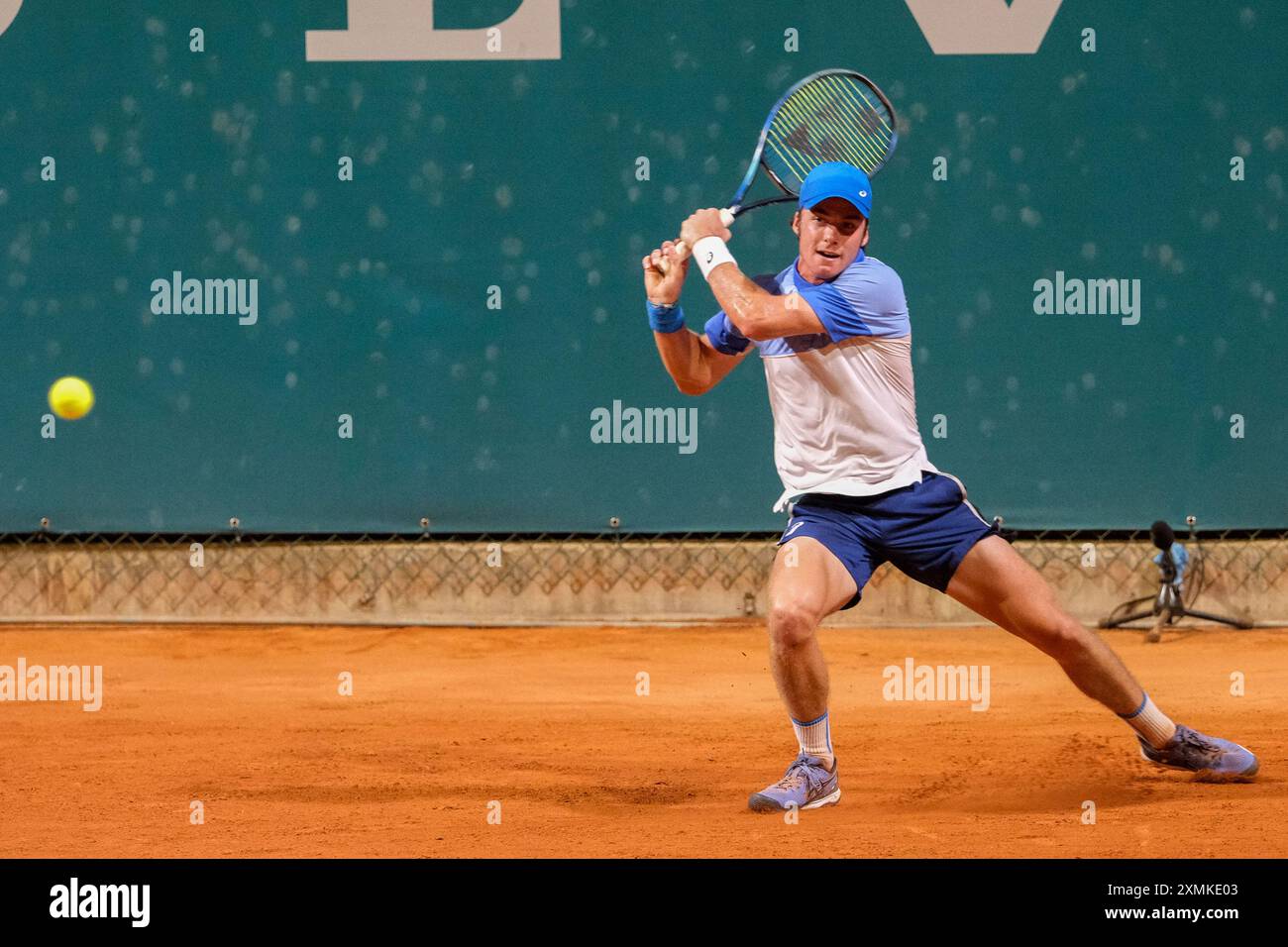 Vilius Gaubas dalla Lituania in azione durante gli internazionali di Verona - il torneo di tennis ATP Challenger 100 allo Sports Club Verona il 26 luglio 2024, Foto Stock