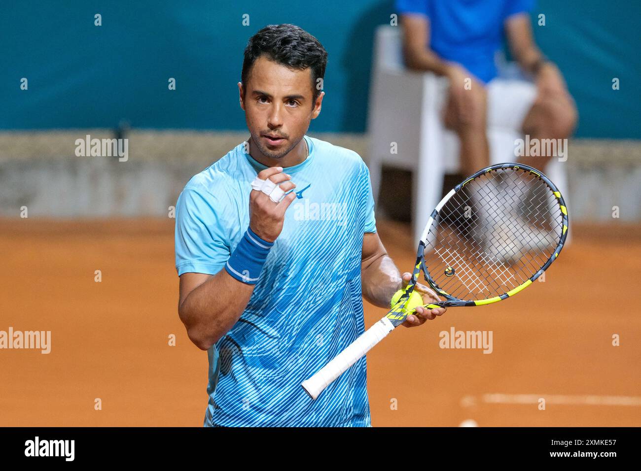 Hugo Dellien dalla Bolivia celebra un punto in occasione di internazionali di Verona - torneo di tennis ATP Challenger 100 presso lo Sports Club Veron Foto Stock