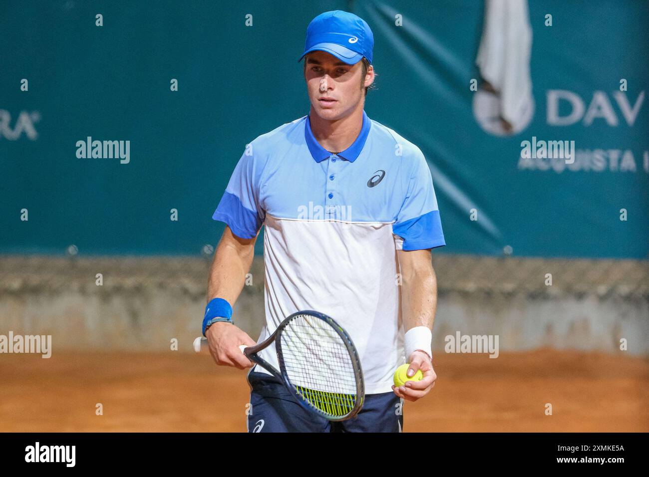 Ritratto di Vilius Gaubas lituano durante gli internazionali di Verona - ATP Challenger 100 torneo di tennis presso lo Sports Club Verona il 26 luglio 2024 Foto Stock