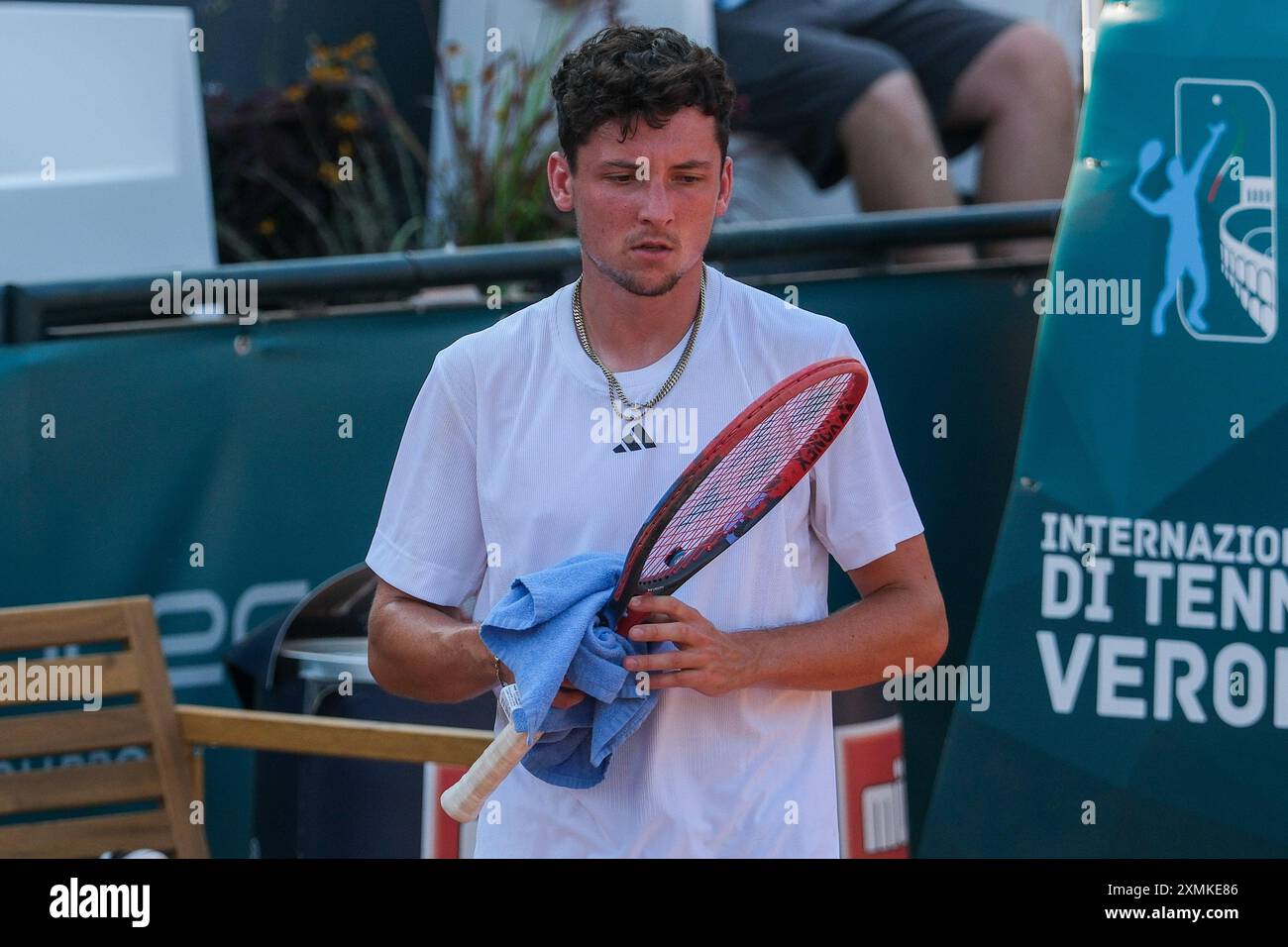 Ritratto di Max Hans Rehberg dalla Germania durante gli internazionali di Verona - ATP Challenger 100 torneo di tennis presso lo Sports Club Verona il 27 luglio 202 Foto Stock