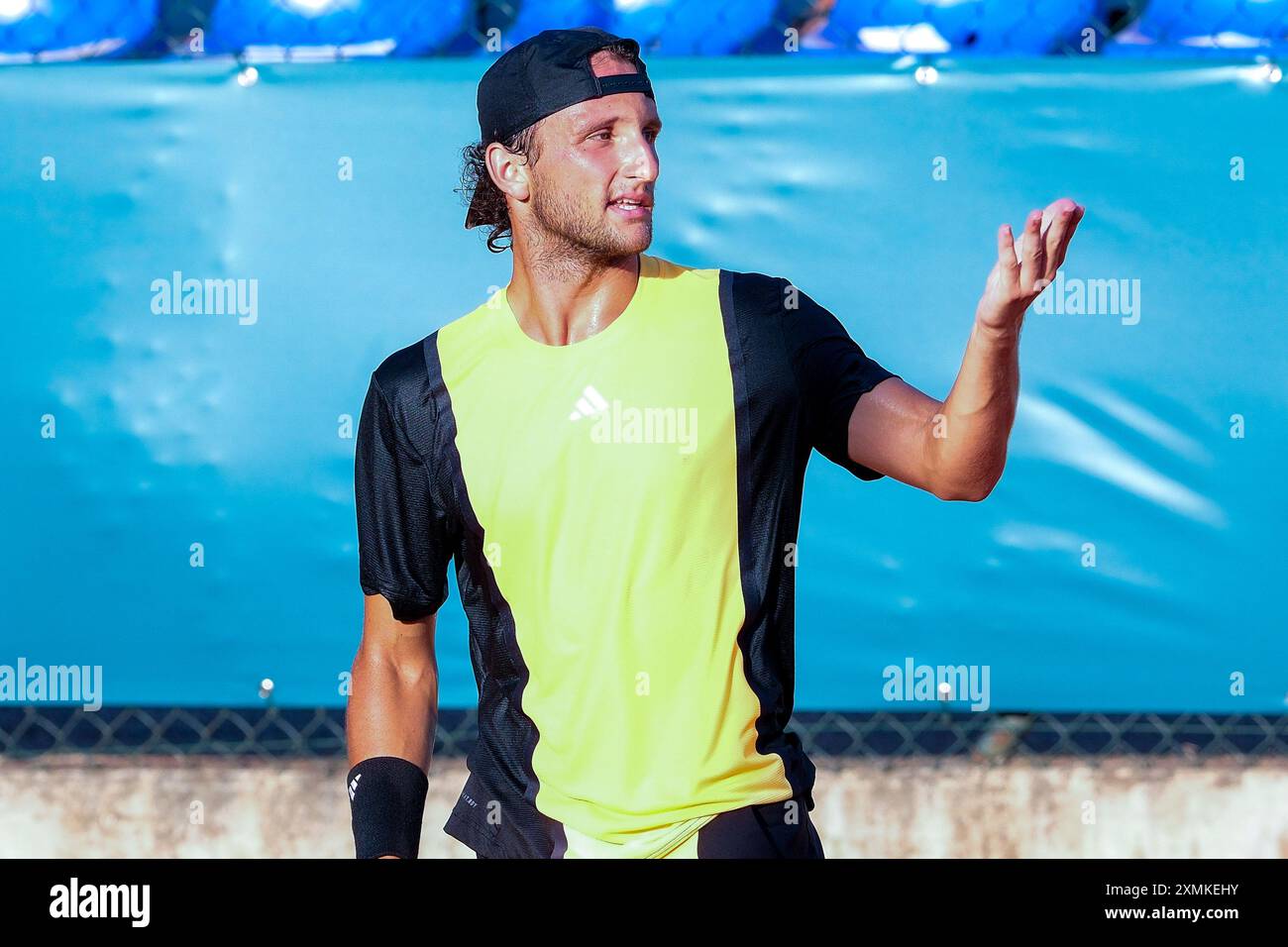 Delusione di Federico Arnaboldi dall'Italia in occasione di internazionali di Verona - ATP Challenger 100 torneo di tennis presso lo Sports Club Verona il 2 luglio Foto Stock