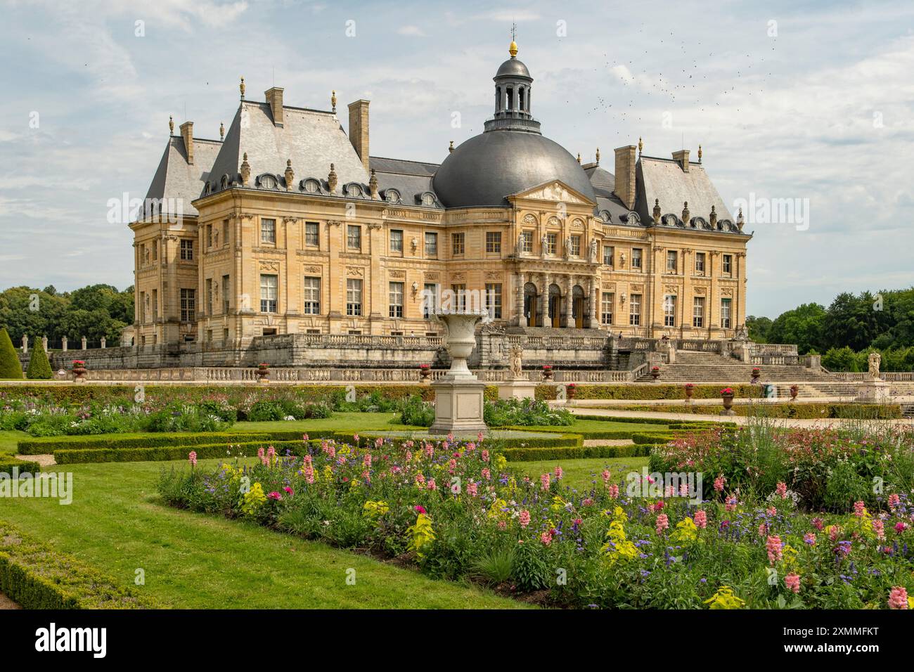 Giardino a Chateau Vaux le Vicomte, Maincy, Ile-de-France, Francia Foto Stock