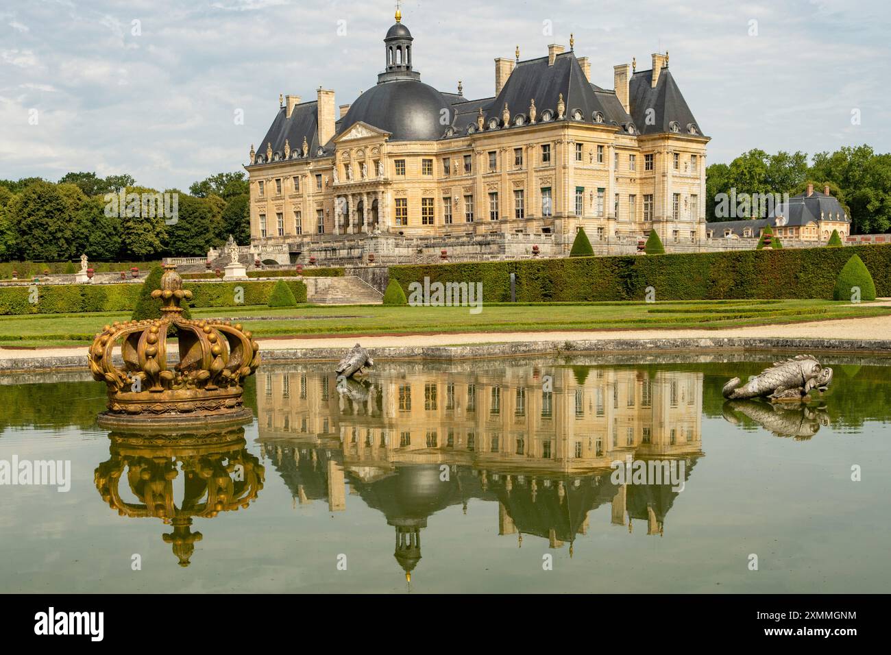 Il Lago della Corona, Chateau Vaux le Vicomte, Maincy, Ile-de-France, Francia Foto Stock