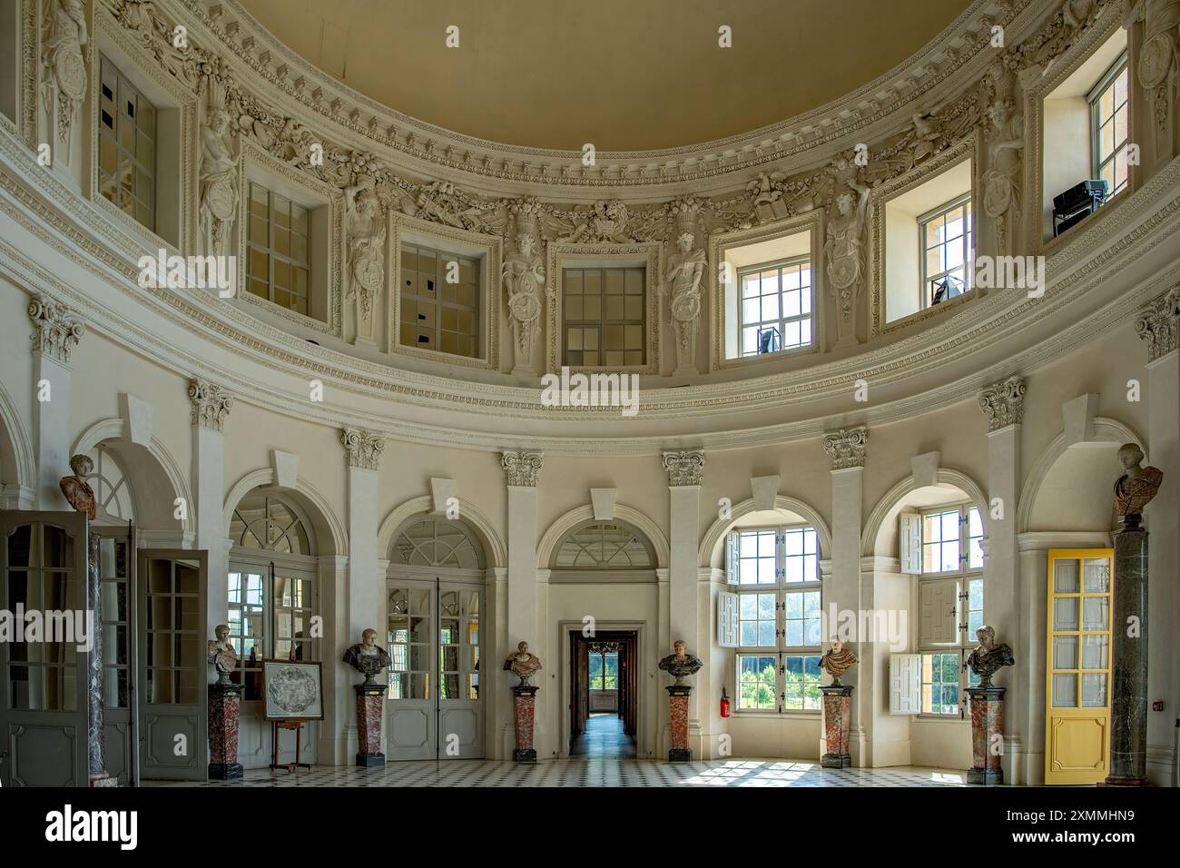Circular Hall, Chateau Vaux le Vicomte, Maincy, Ile-de-France, Francia Foto Stock