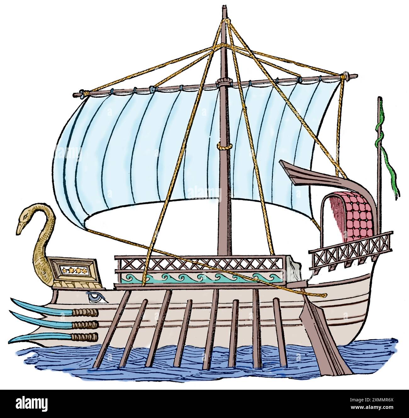 Antica Grecia. Nave. Incisione Foto Stock