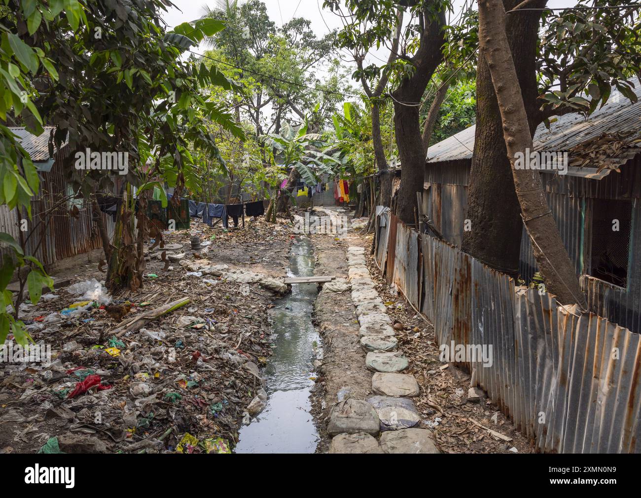 Slum Garbages, Dhaka Division, Dhaka, Bangladesh Foto Stock