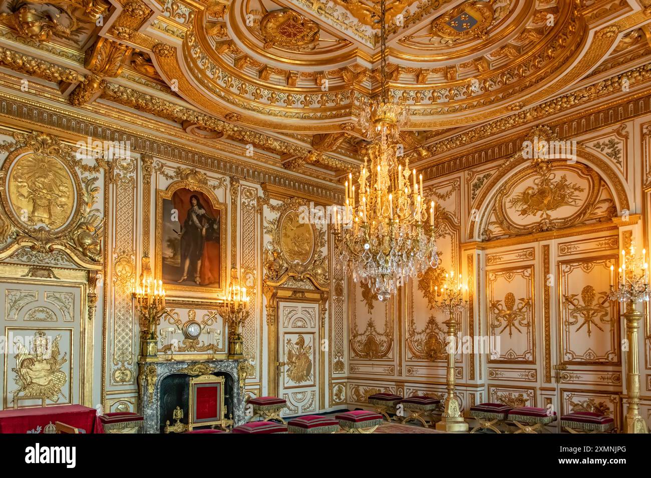 All'interno dello Chateau de Fontainebleau, Ile-de-France, Francia Foto Stock