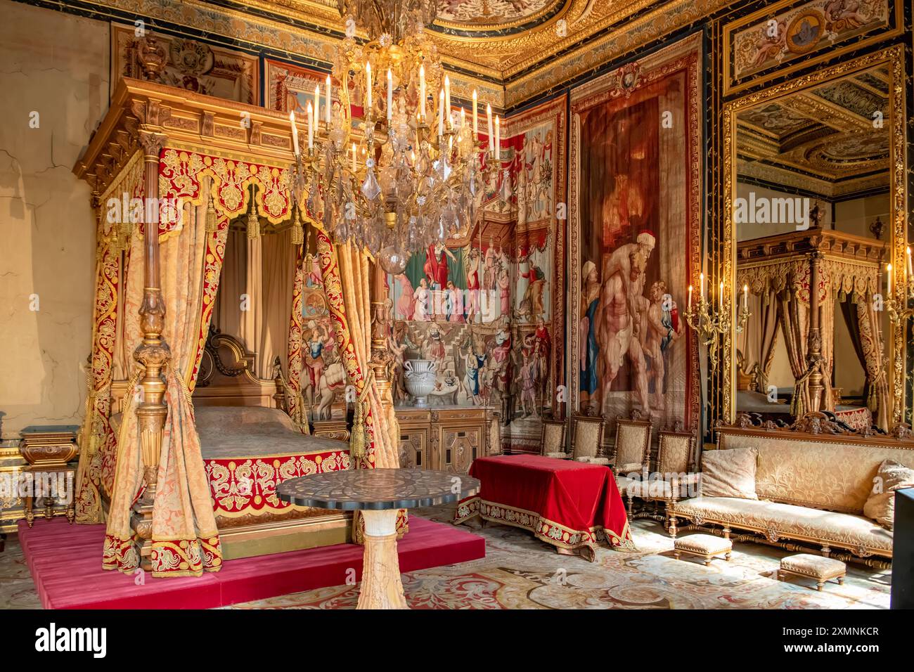 All'interno dello Chateau de Fontainebleau, Ile-de-France, Francia Foto Stock