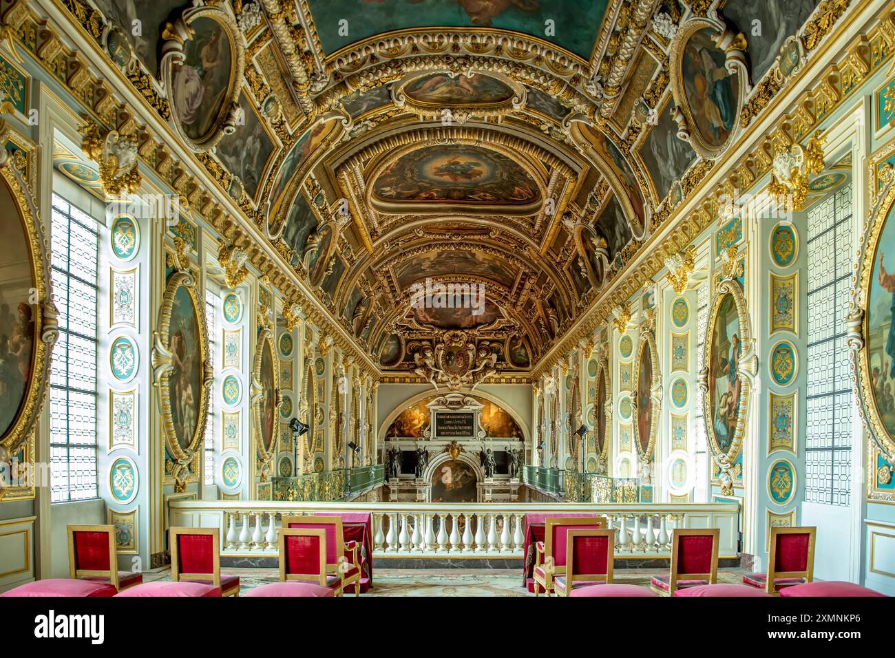 All'interno dello Chateau de Fontainebleau, Ile-de-France, Francia Foto Stock