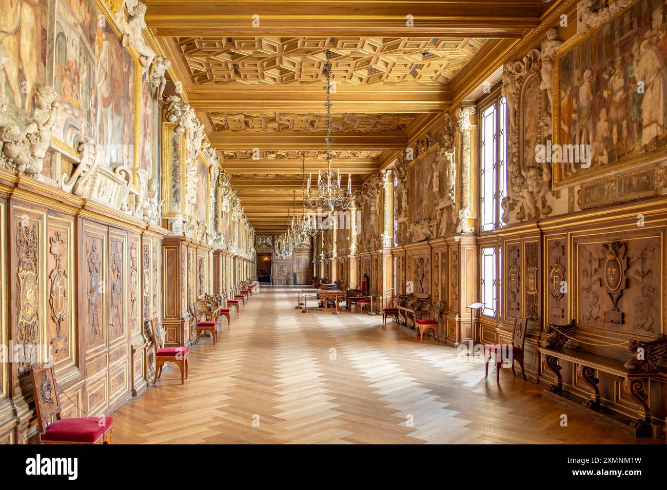 All'interno dello Chateau de Fontainebleau, Ile-de-France, Francia Foto Stock