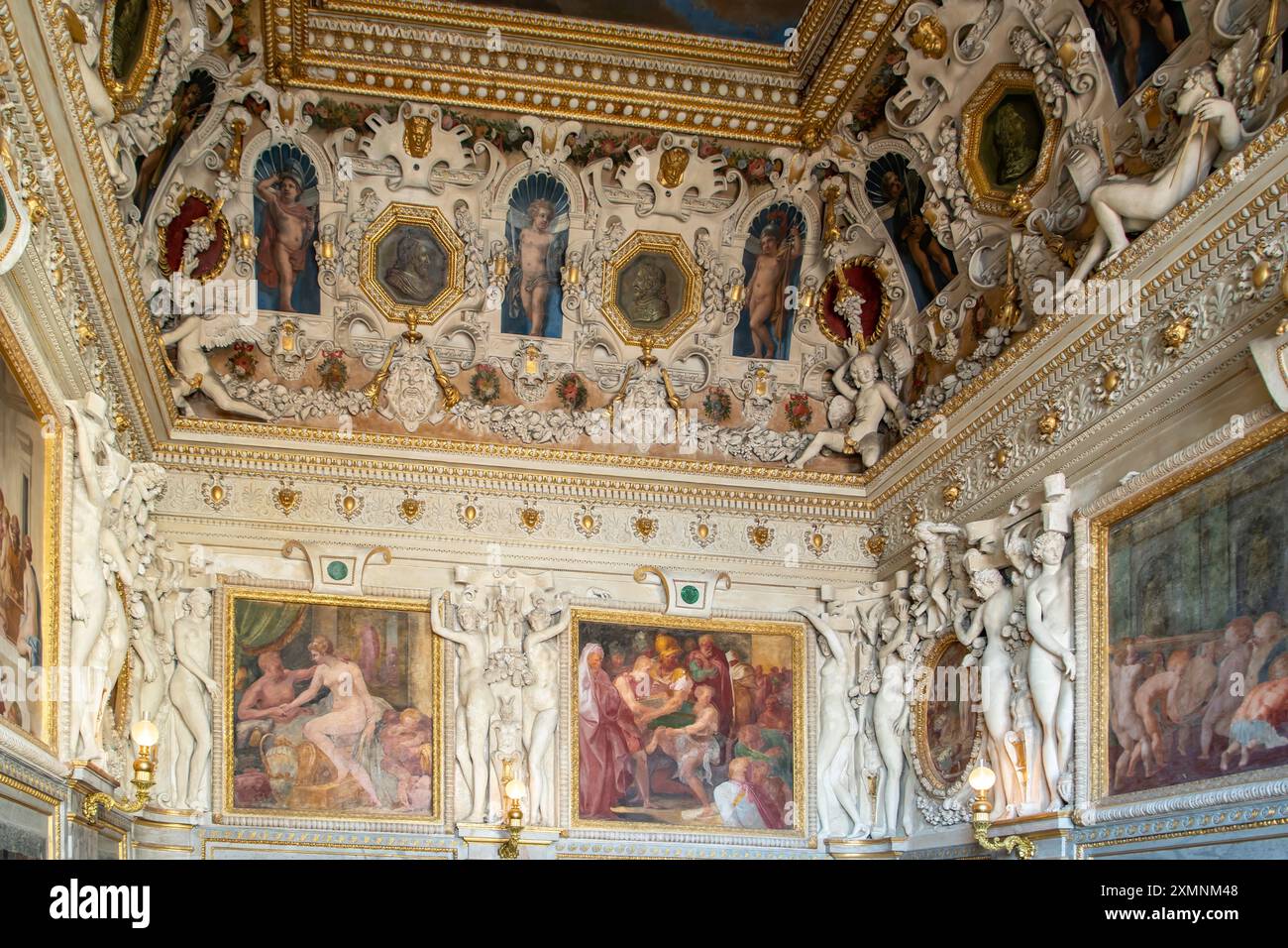 All'interno dello Chateau de Fontainebleau, Ile-de-France, Francia Foto Stock