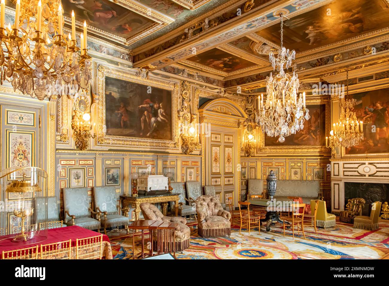 All'interno dello Chateau de Fontainebleau, Ile-de-France, Francia Foto Stock