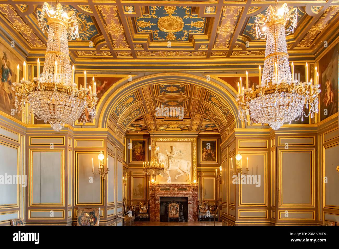 All'interno dello Chateau de Fontainebleau, Ile-de-France, Francia Foto Stock