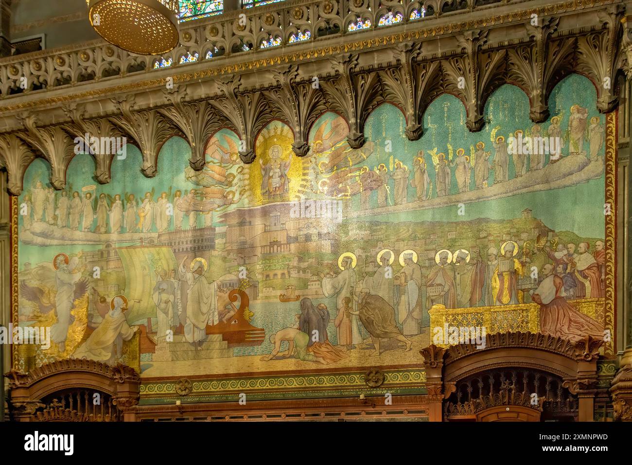 Murale in Basilique Notre-Dame, Lione, Rodano, Francia Foto Stock