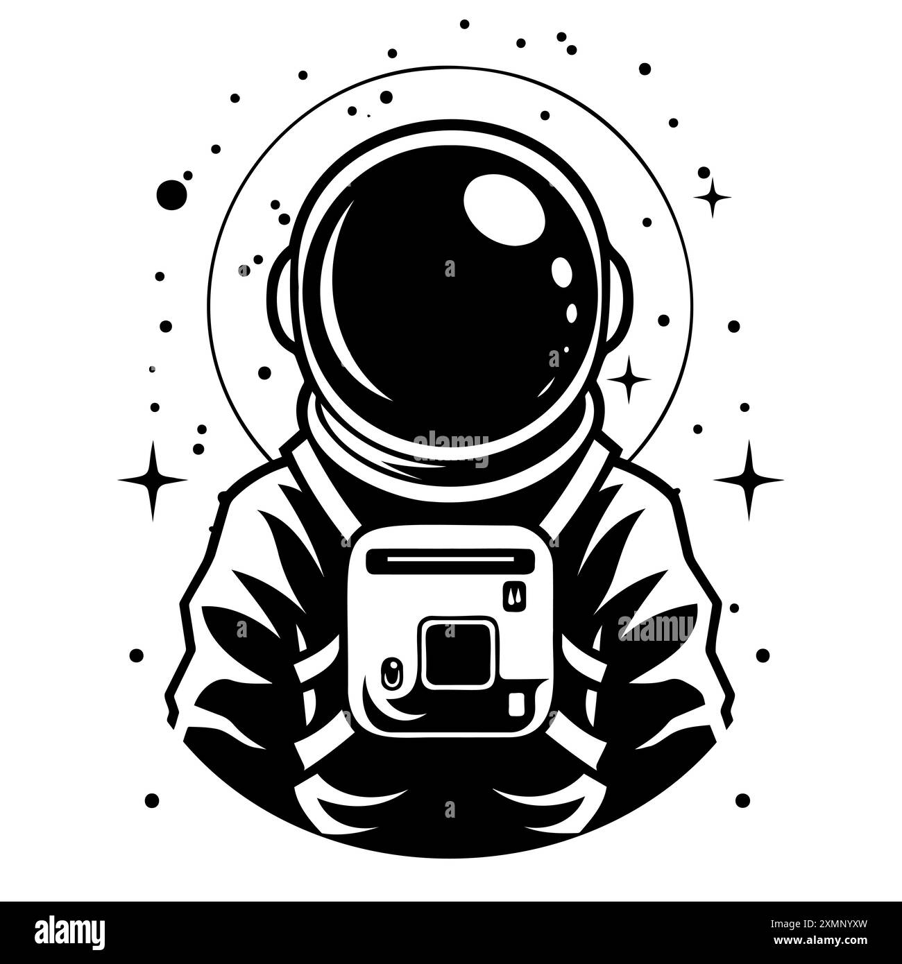 Astronauta nello spazio con illustrazione stelle Illustrazione Vettoriale