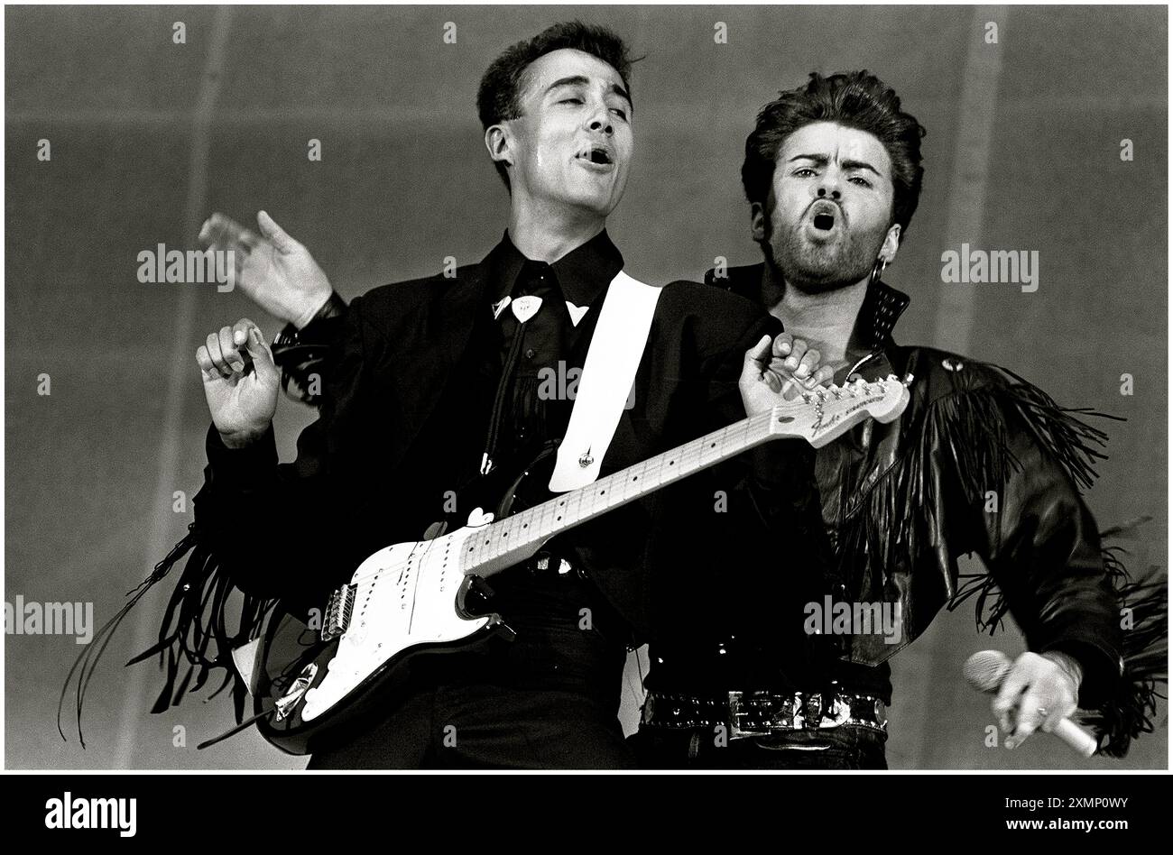 ANDREW RIDGELEY E GEORGE MICHAEL - WHAM ULTIMO CONCERTO DI WHAM!, WEMBLEY STADIUM, LONDRA, GRAN BRETAGNA - 28 GIU 1986 Foto Stock