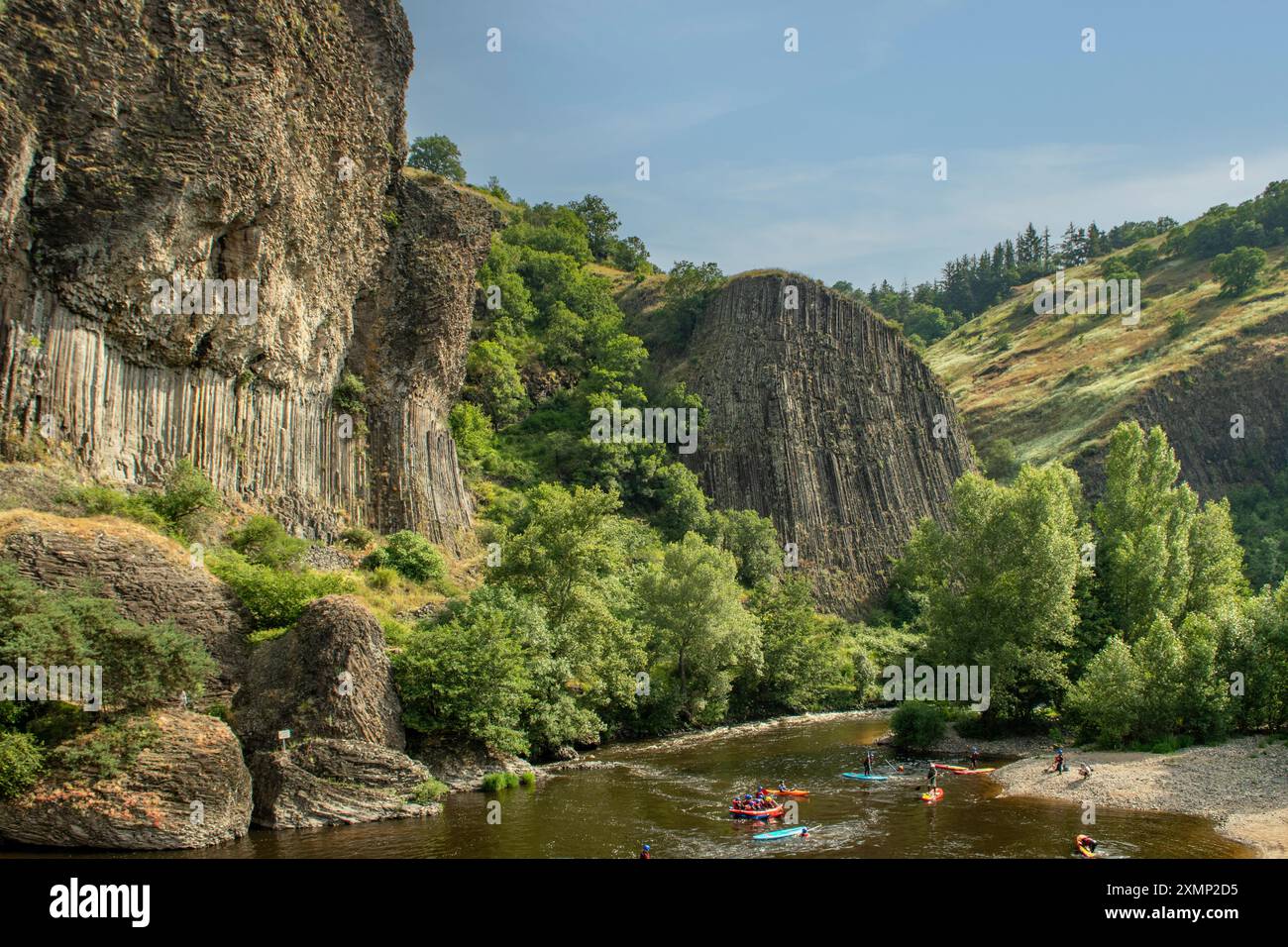 Sport acquatici alle Gorges d'Alliers, Loira, Francia Foto Stock