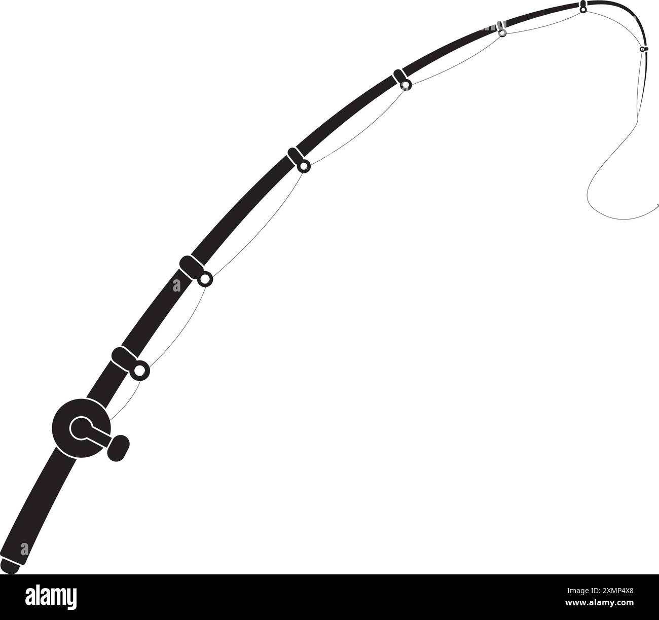 illustrazione vettoriale dell'icona della canna da pesca dal design piatto Illustrazione Vettoriale