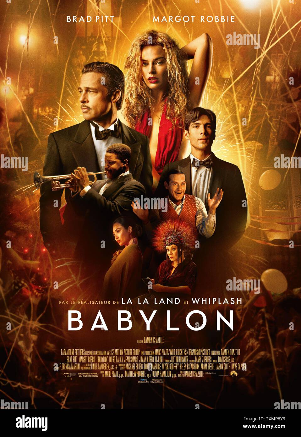 Babylon anno : 2022 USA Direttore : Damien Chazelle Brad Pitt, Margot Robbie, Jovan Adepo, Diego Calva poster francese Foto Stock