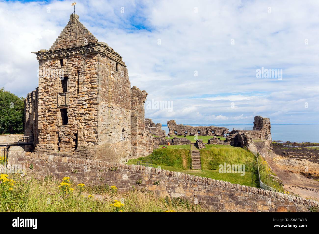 Il castello di St Andrews è una rovina situata nella costa del Royal Burgh di St Andrews a Fife, in Scozia. Il castello sorge su un promontorio roccioso Foto Stock Il castello di St Andrews è una rovina situata nella costa del Royal Burgh di St Andrews a Fife, in Scozia. Il castello sorge su un promontorio roccioso Foto Stock