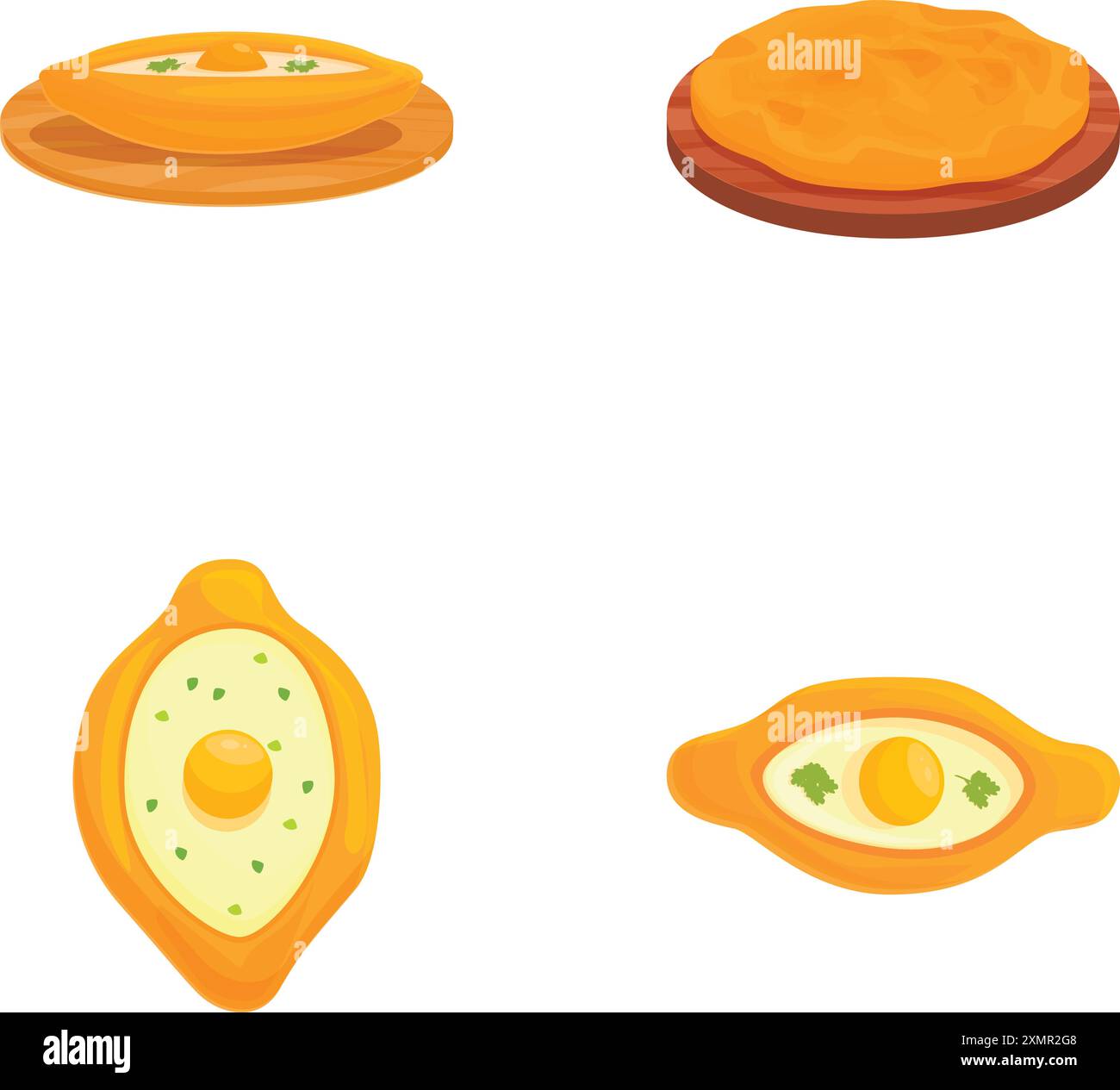 Illustrazione con un assortimento di pane georgiano iconico, tra cui il khachapuri Illustrazione Vettoriale