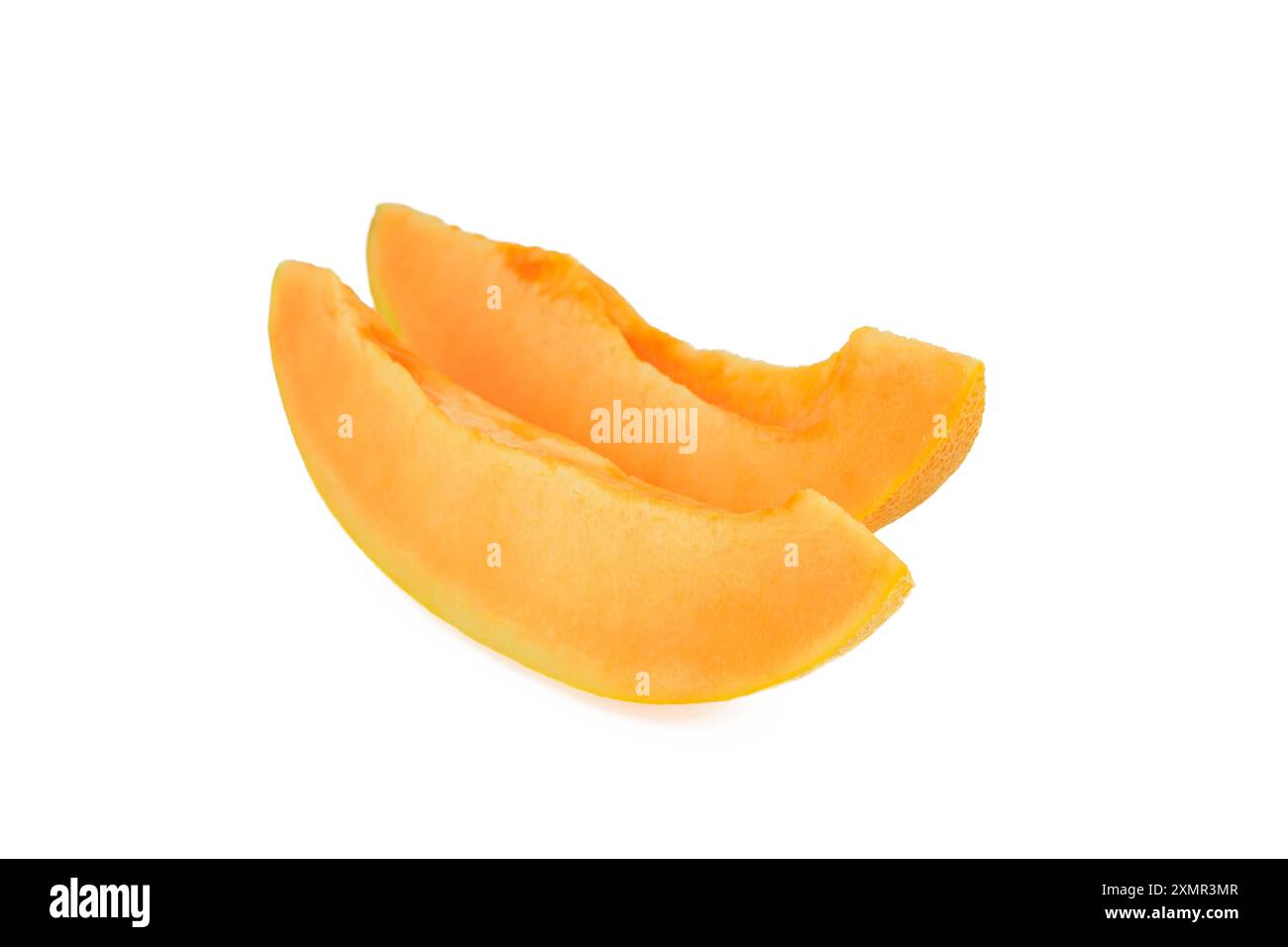 Fette di melone isolate su sfondo bianco. Foto Stock