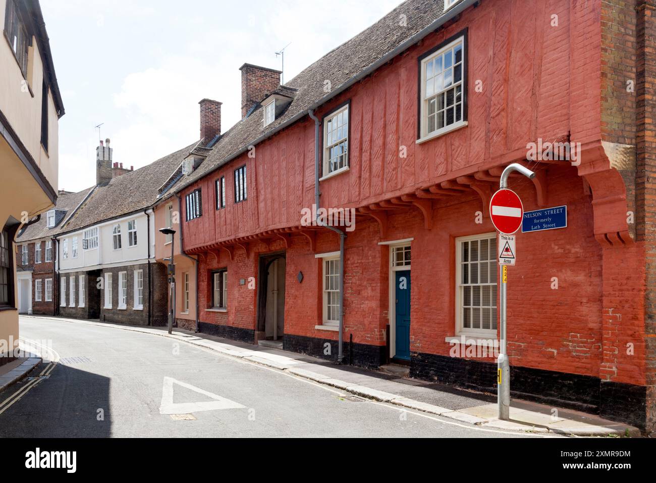 Case medievali in Nelson Street, King's Lynn, Norfolk Foto Stock
