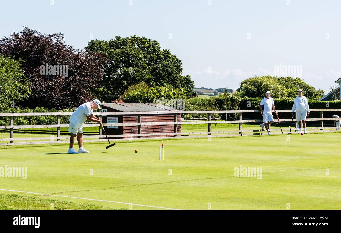 Campionato nazionale inglese di croquet doppio. Competizione per i migliori giocatori in Inghilterra. Foto Stock