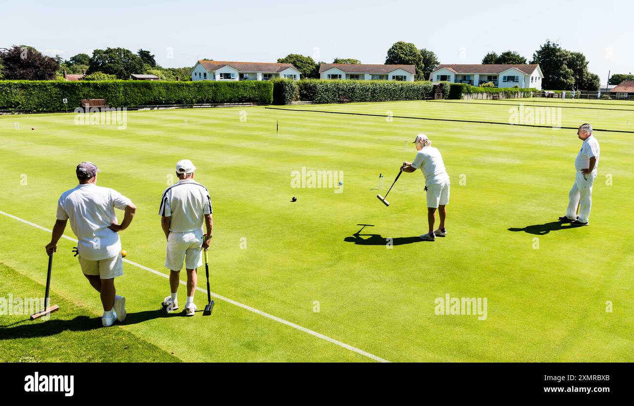 Campionato nazionale inglese di croquet doppio. Competizione per i migliori giocatori in Inghilterra. Foto Stock