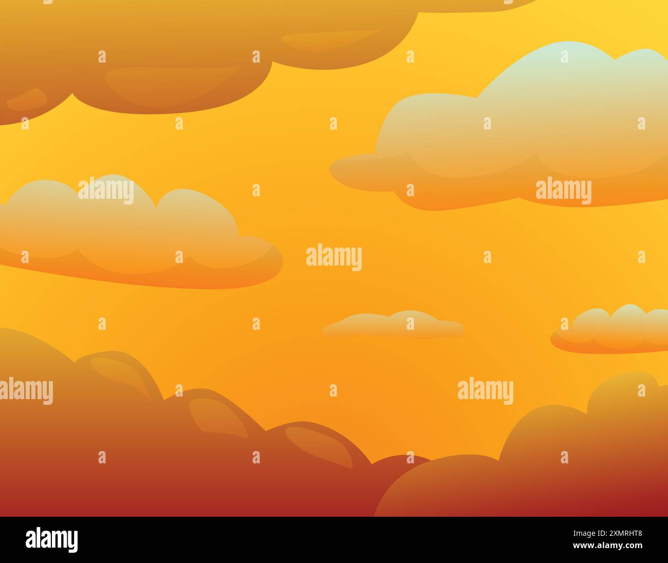 Nel cielo serale si sta formando un bellissimo paesaggio nuvoloso con una sfumatura di colori caldi Illustrazione Vettoriale
