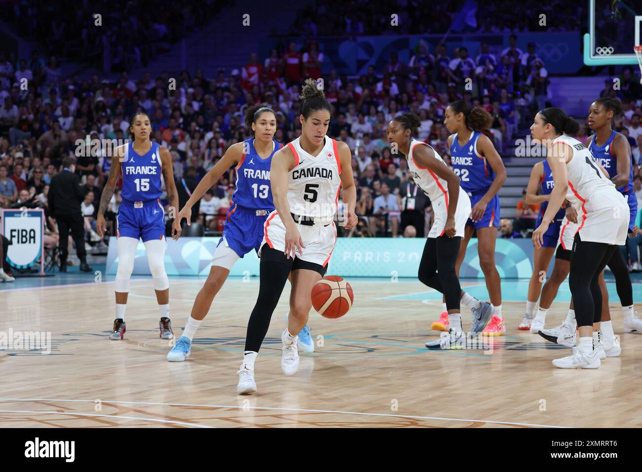 Parigi, Francia. 29 luglio 2024. Kia Nurse of Canada, Basketball, Women&#39;S Group Phase - gruppo B tra Canada e Francia durante i Giochi Olimpici di Parigi 2024 il 29 luglio 2024 allo stadio Pierre Mauroy di Villeneuve-d&#39;Ascq vicino a Lille, Francia Credit: Independent Photo Agency/Alamy Live News Foto Stock