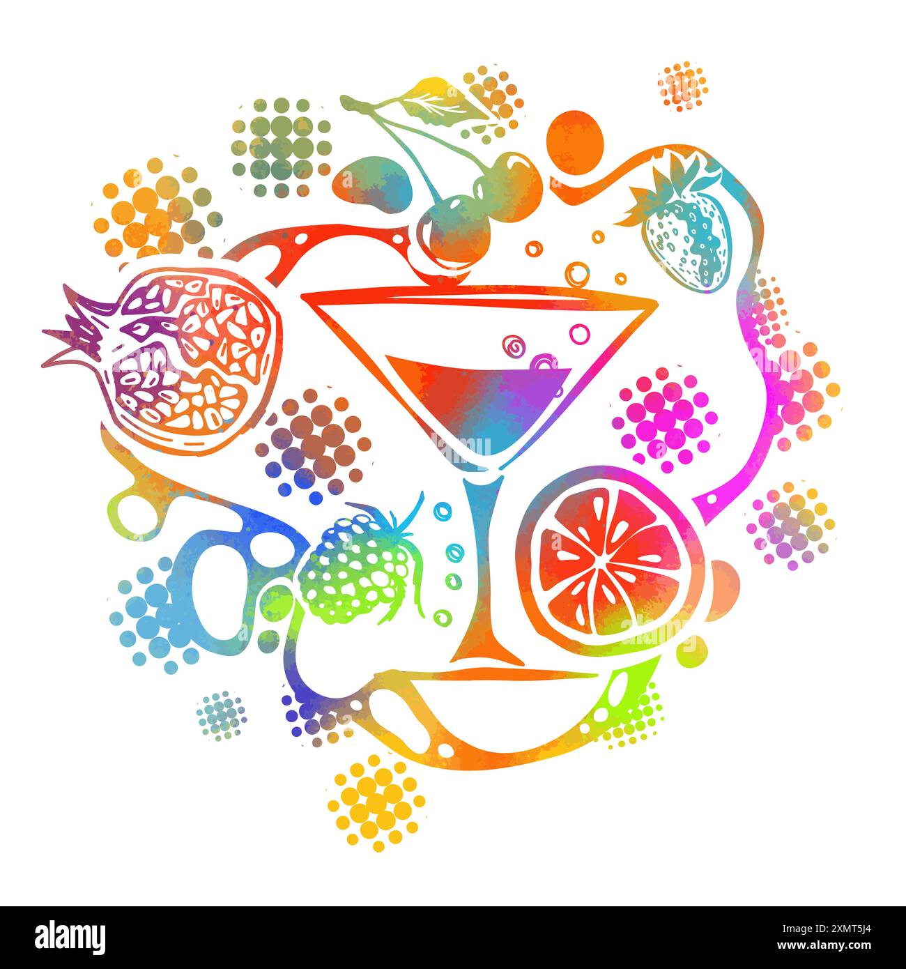 Frutta fresca colorata. disegno a mano. Non IA. Illustrazione vettoriale Illustrazione Vettoriale