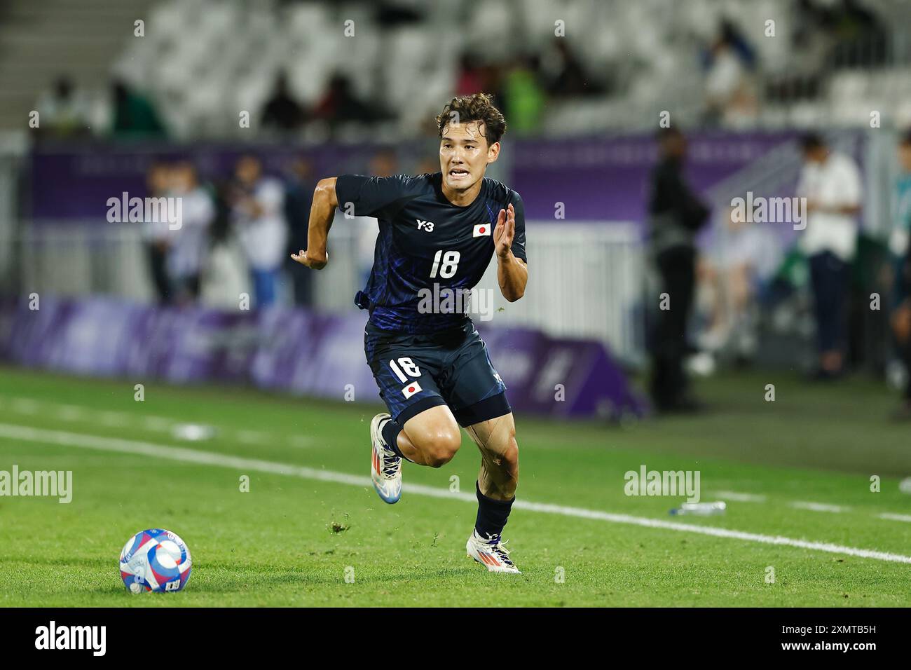 Kein Sato (JPN), 27 LUGLIO 2024 - calcio : Giochi Olimpici di Parigi 2024 calcio maschile gruppo D partita tra Giappone 1-0 Mali allo Stade de Bordeaux di Bordeaux, Francia. (Foto di Mutsu Kawamori/AFLO) Foto Stock