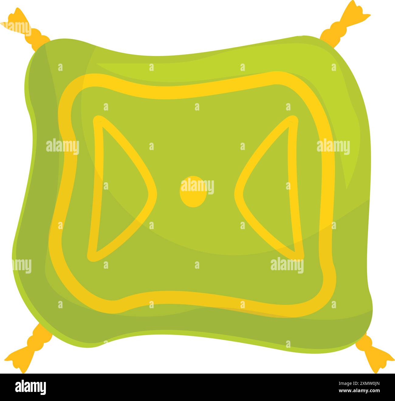 Tappeto di preghiera verde con motivi geometrici gialli, usato dai musulmani durante le loro preghiere quotidiane Illustrazione Vettoriale