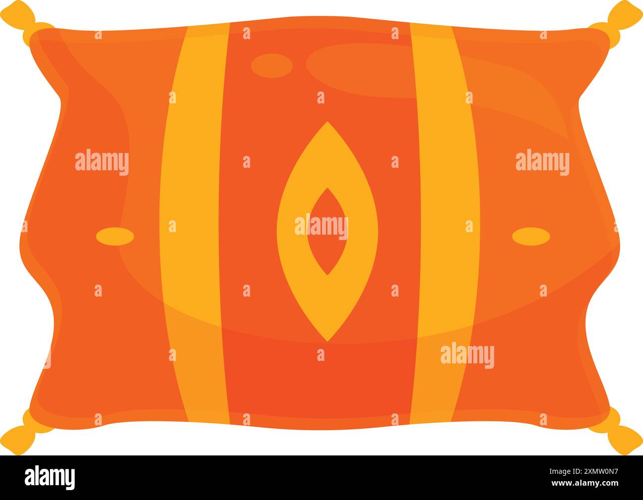 Morbido e invitante cuscino arabo, caratterizzato da un vibrante colore arancione e da intricati ricami dorati, simboleggiano il calore e l'accoglienza Illustrazione Vettoriale