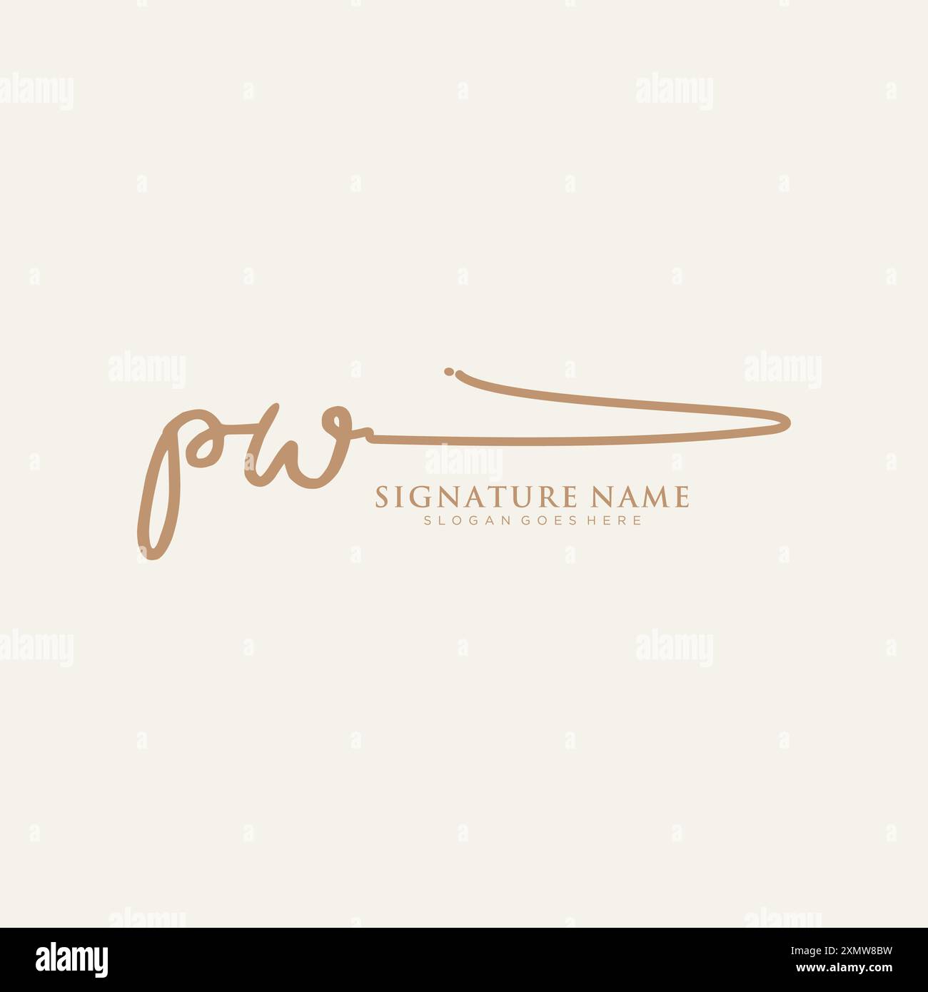 Modello logo firma PW Illustrazione Vettoriale
