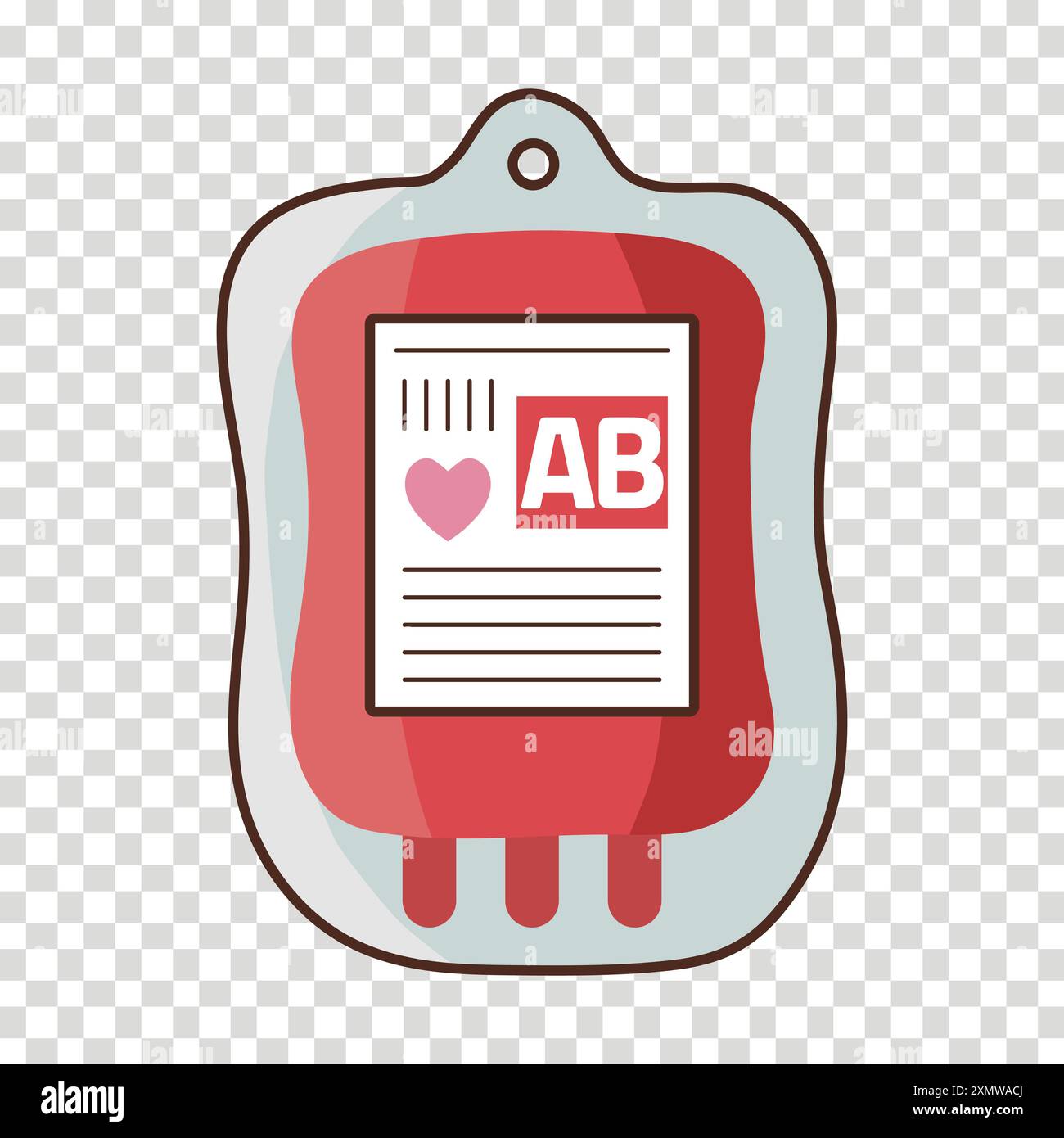 Pacchetto trasfusionale con cuore rosa e AB Illustrazione Vettoriale