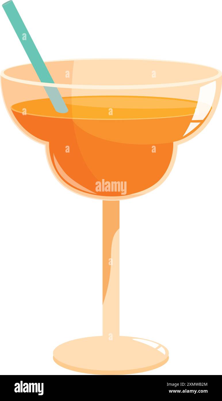 Cocktail di margarita rinfrescante e vibrante servito in un classico bicchiere di margarita con bordo salato e paglia Illustrazione Vettoriale