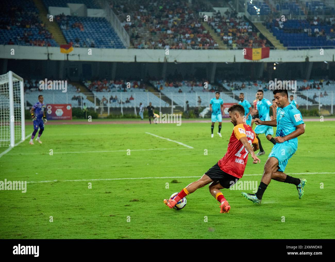 Kolkata, Bengala Occidentale, India. 30 luglio 2024. La squadra di calcio dell'Emami East Bengal vanta una comoda vittoria sulla squadra di calcio dell'Indian Air Force nella 133a IndianOil Durand Cup (incontro del gruppo A) con un margine di 3-1 allo stadio VYBK. David Lalhlansanga, Dimitrios Diamantakos e Saul Crespo hanno segnato per l'EastBengal, mentre Somananda Singh ha segnato per l'Airforce. (Credit Image: © Amlan Biswas/Pacific Press via ZUMA Press Wire) SOLO PER USO EDITORIALE! Non per USO commerciale! Crediti: ZUMA Press, Inc./Alamy Live News Foto Stock