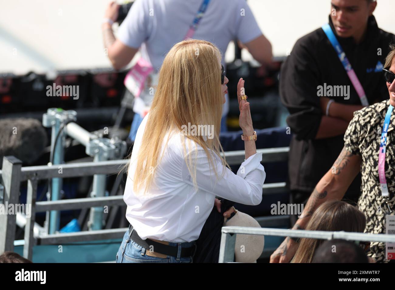 Parigi, Francia. 27 luglio 2024. Nicole Kidman durante la finale di skateboard femminile, a la Concorde 3 durante il primo giorno dei Giochi Olimpici di Parigi 2024, Parigi, Francia. Crediti: Isabel Infantes/Alamy Live News Foto Stock