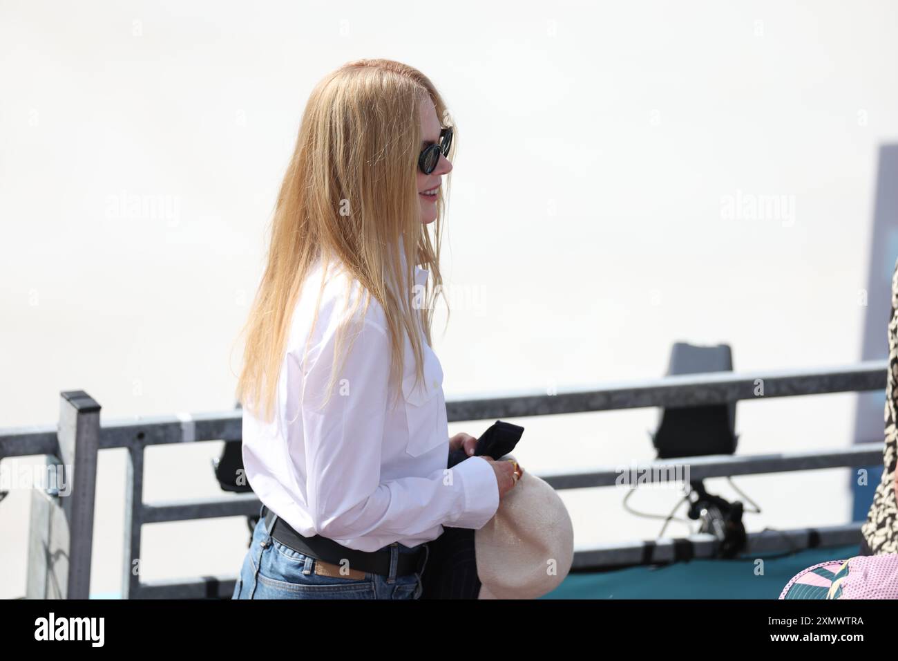 Parigi, Francia. 27 luglio 2024. Nicole Kidman durante la finale di skateboard femminile, a la Concorde 3 durante il primo giorno dei Giochi Olimpici di Parigi 2024, Parigi, Francia. Crediti: Isabel Infantes/Alamy Live News Foto Stock
